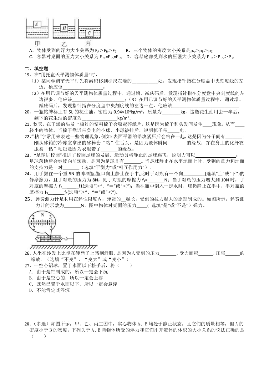 2021年暑假苏科版八年级物理下册复习巩固提升训练-综合（2）（解析）