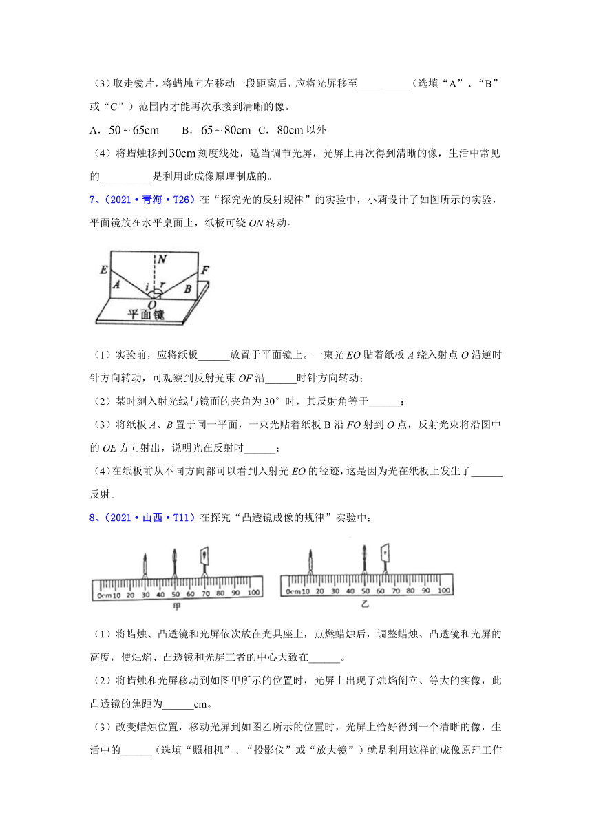 专题20 光学实验（解析版）-2021年全国中考物理真题全解全析汇编（第三期）