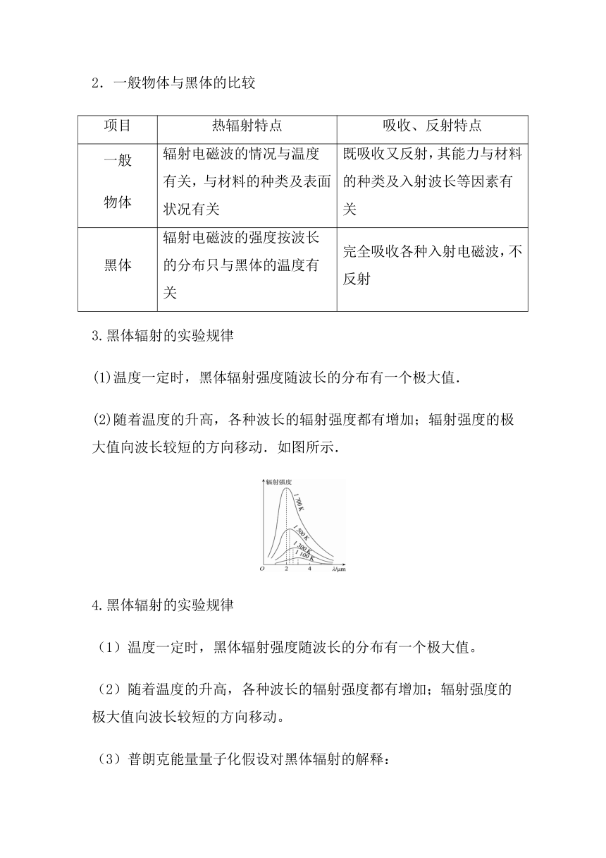 4.1普朗克黑体辐射理论 学案 高二下学期物理人教版（2019）选择性必修第三册