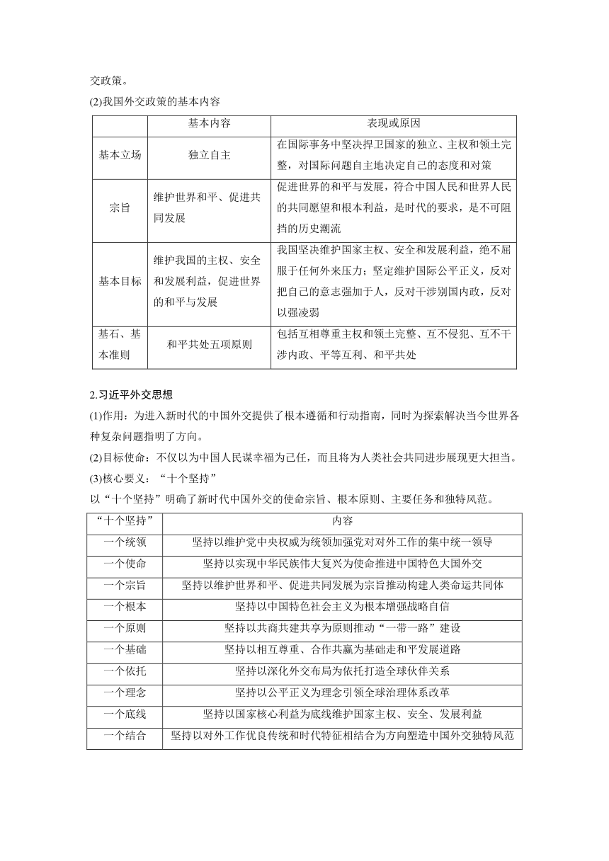 2023年江苏高考思想政治大一轮复习选择性必修1 第二十八课 第二课时　中国的外交（学案+课时精练 word版含解析）