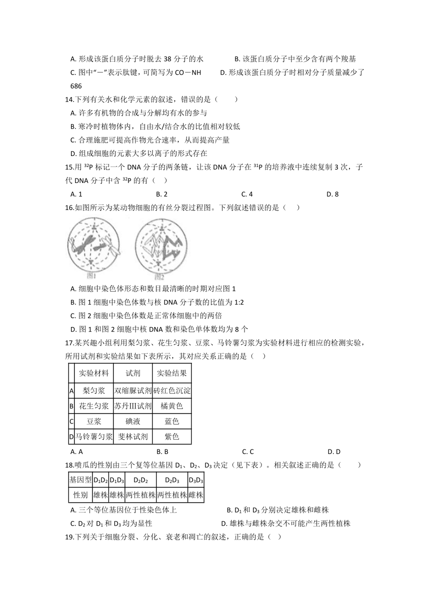 陕西省咸阳市旬邑县高级中学2021-2022学年高一上学期12月月考生物试题（Word版含答案）