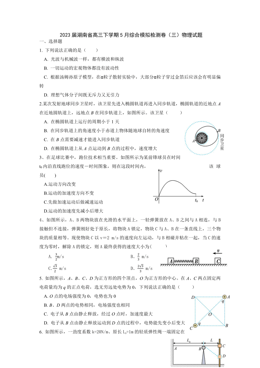 2023届湖南省高三下学期5月综合模拟检测卷（三）物理试题（含答案）