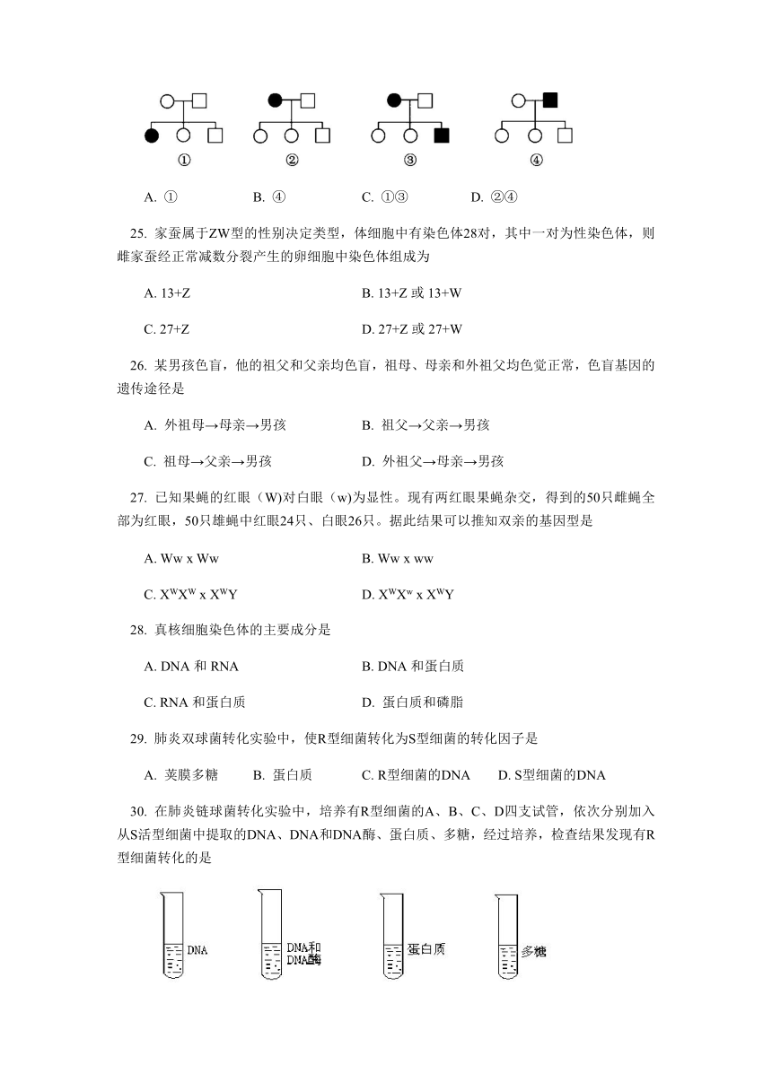 北京101中学2020-2021学年高一下学期期中考试生物试题（合格班）（Word版含答案）