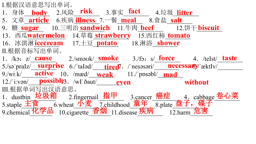 Unit 2 Keeping Healthy Topic 2 I must ask him to give up smoking.复习课件22张PPT