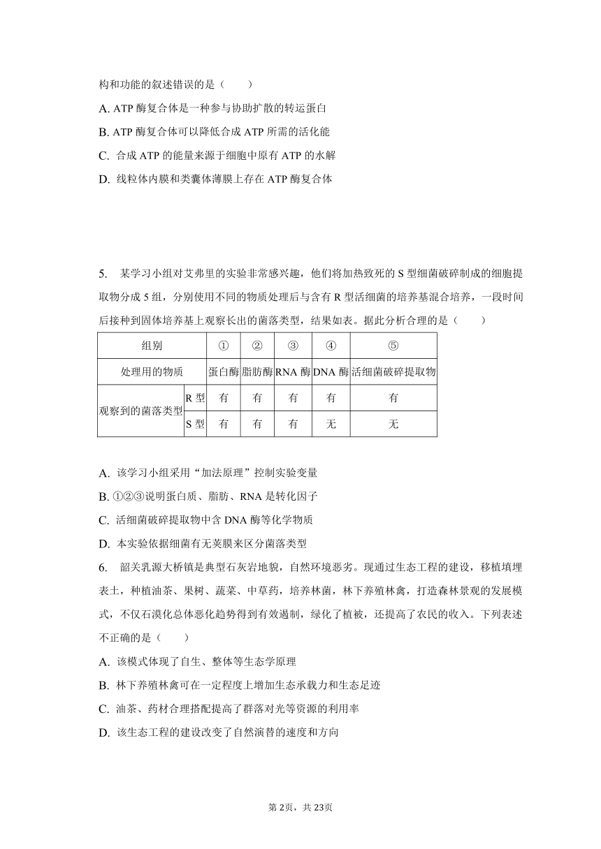 2023年广东省韶关市高考生物二模试卷（含解析）