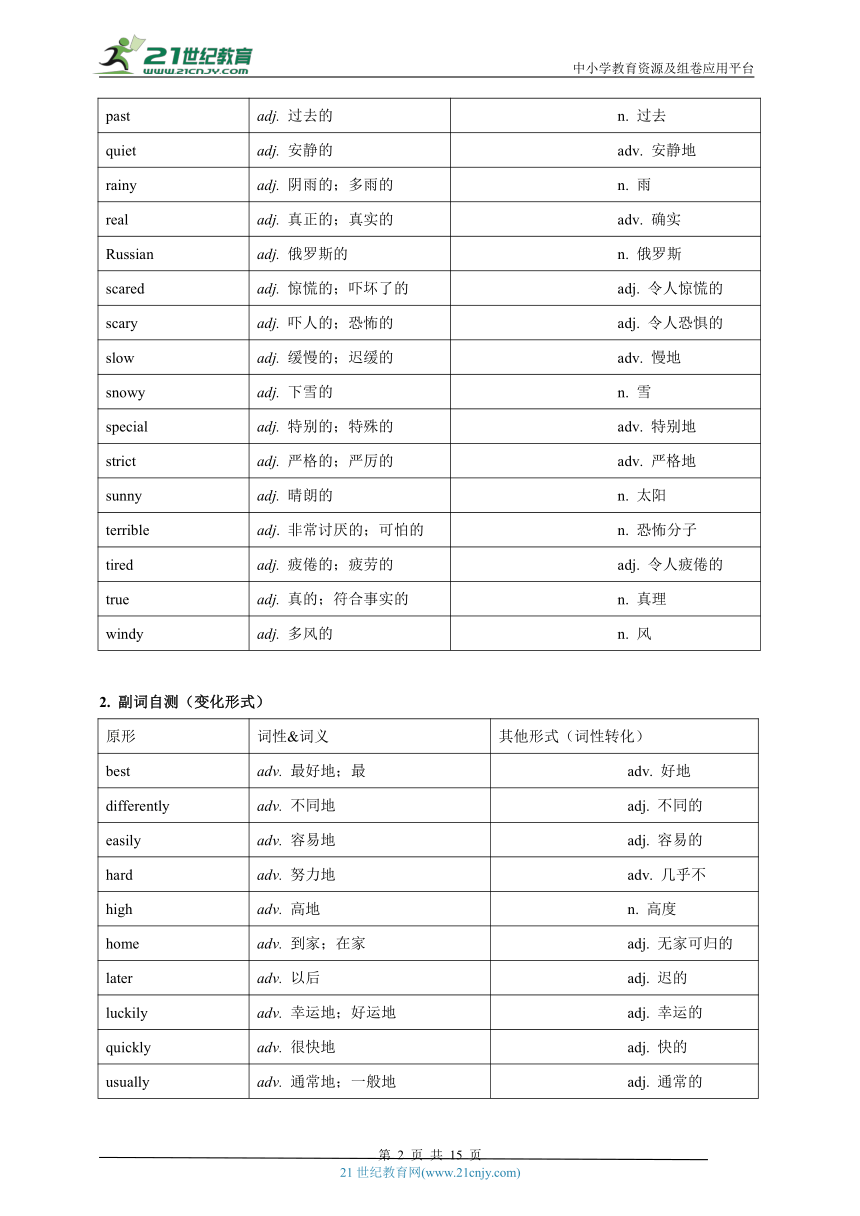 【七下英语期末复习学案】第3天计划（形容词副词变化形式+首字母填空、词形变换）