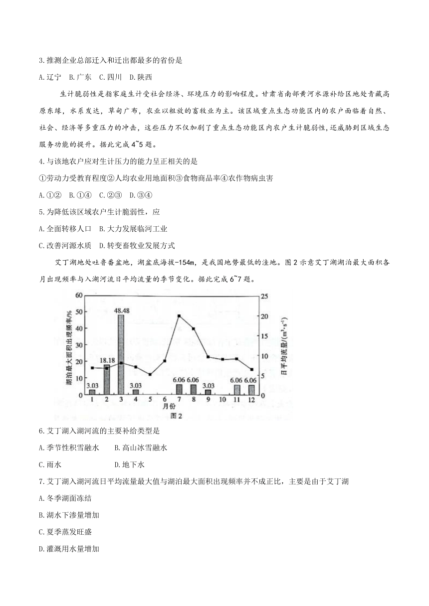 河北省沧州市2021届高三下学期5月第三次模拟考试地理试题 Word版含答案解析