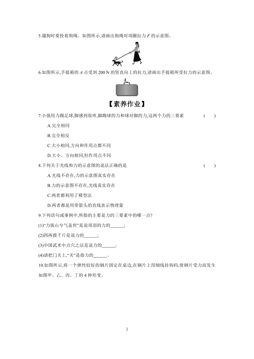 2023-2024学年物理教科版八年级下册 课时作业 7.2 力的描述（含答案）