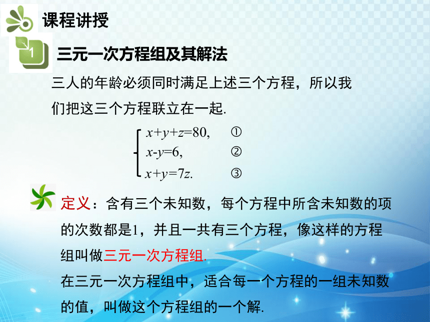 1.4 三元一次方程组(共23张PPT) 湘教版七下教学课件
