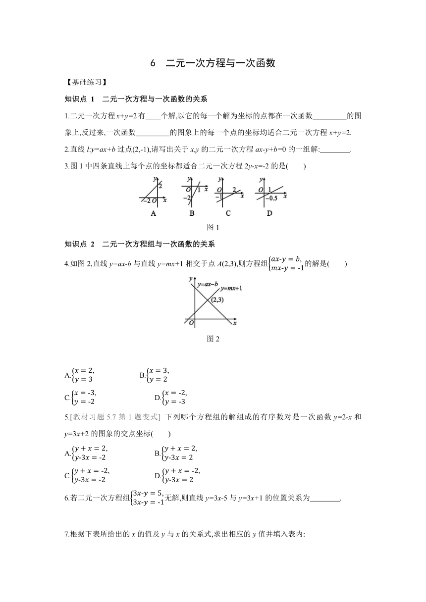 5.6二元一次方程与一次函数练习题 2021——2022学年北师大版八年级数学上册（Word版含答案）