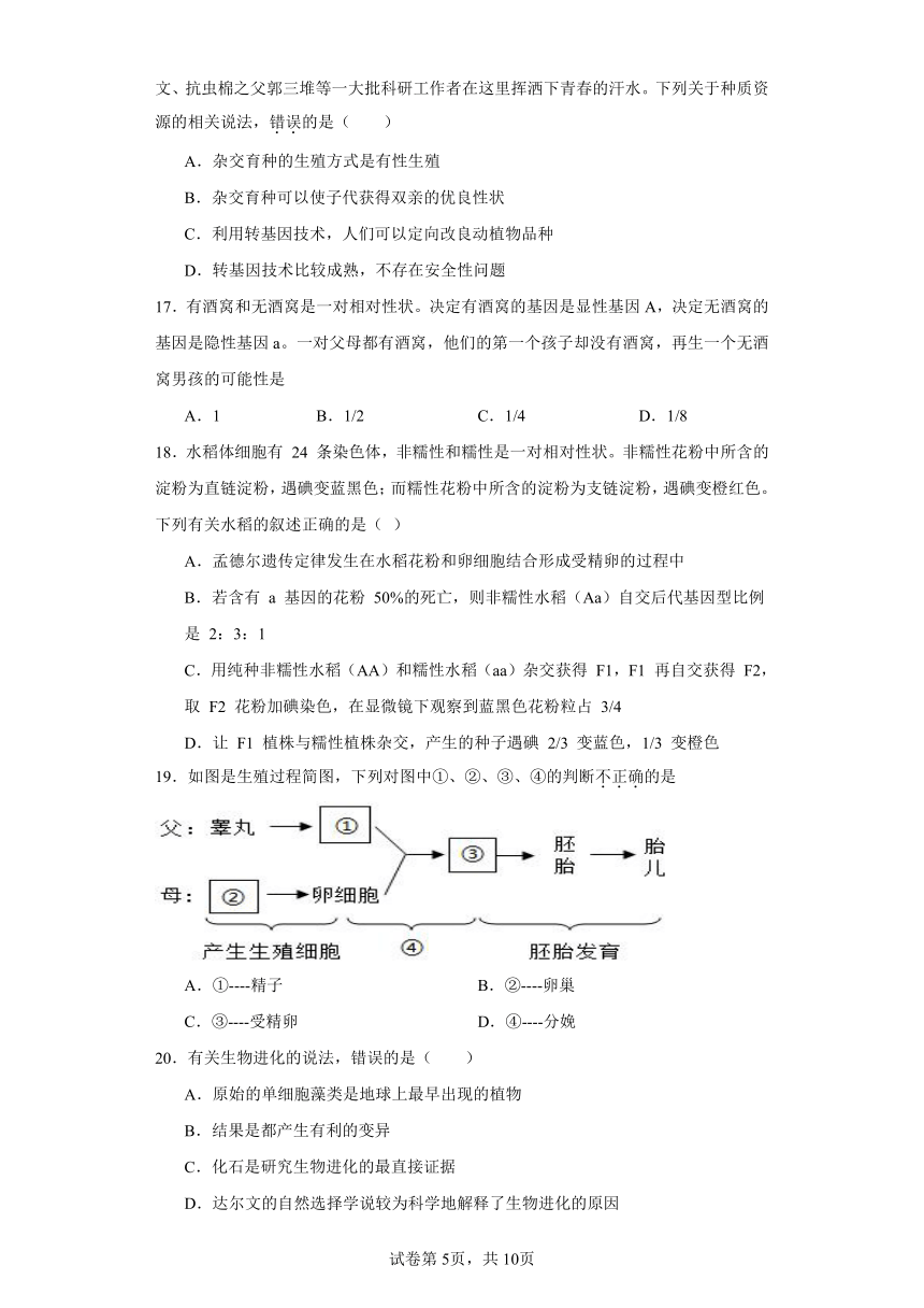 中考遗传与变异专项六突破---培优卷(含答案)