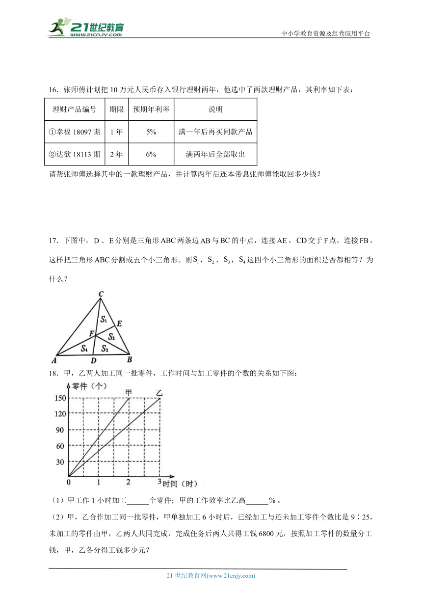 分班考重点专题：解决问题综合（专项训练）-小学数学六年级下册青岛版