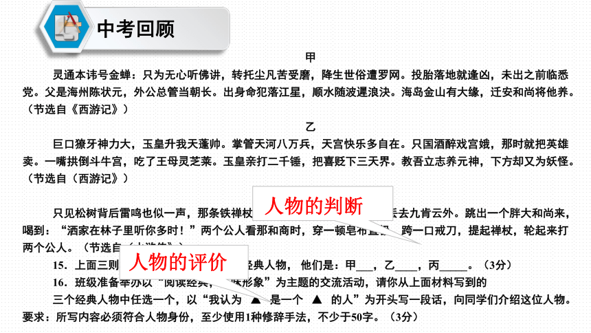 名著阅读人物形象题课件2022年中考语文二轮复习（共20张PPT）