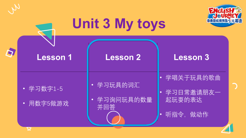 海南国际旅游岛少儿英语一年级（上）Unit 3 My toys lesson 2 课件（24张PPT）