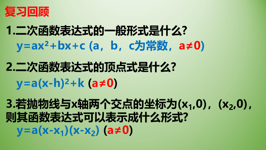 2021-2022学年鲁教版（五四制）九年级数学上册3.5 确定二次函数的表达式（1）课件(共16张PPT)