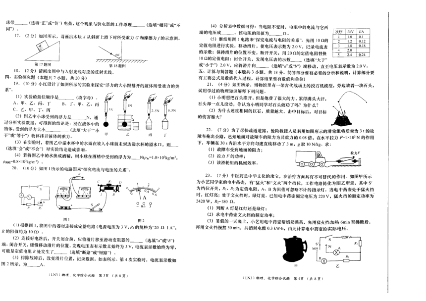 2024年甘肃省陇南市礼县城区学校九年级下学期第三次模拟考试物理、化学试卷（PDF版无答案）