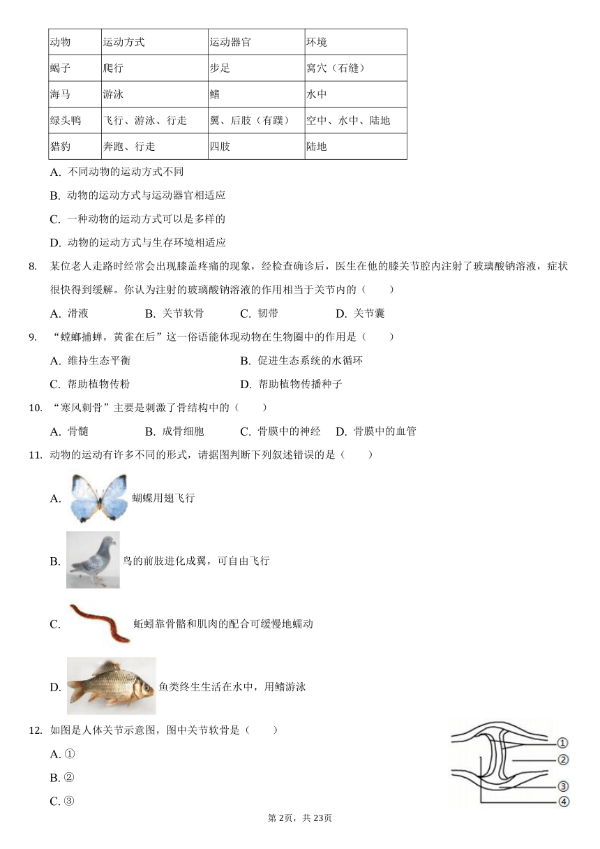 2021-2022学年广东省揭阳市八年级（上）第一次质检生物试卷（word版含解析）