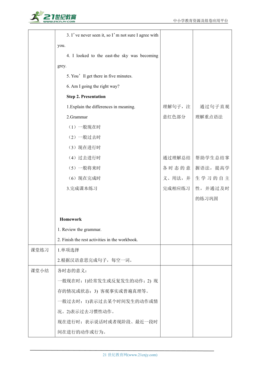 （新课标）Module 1 Wonders of the world Unit 3 Language in use（一） 表格式教学设计