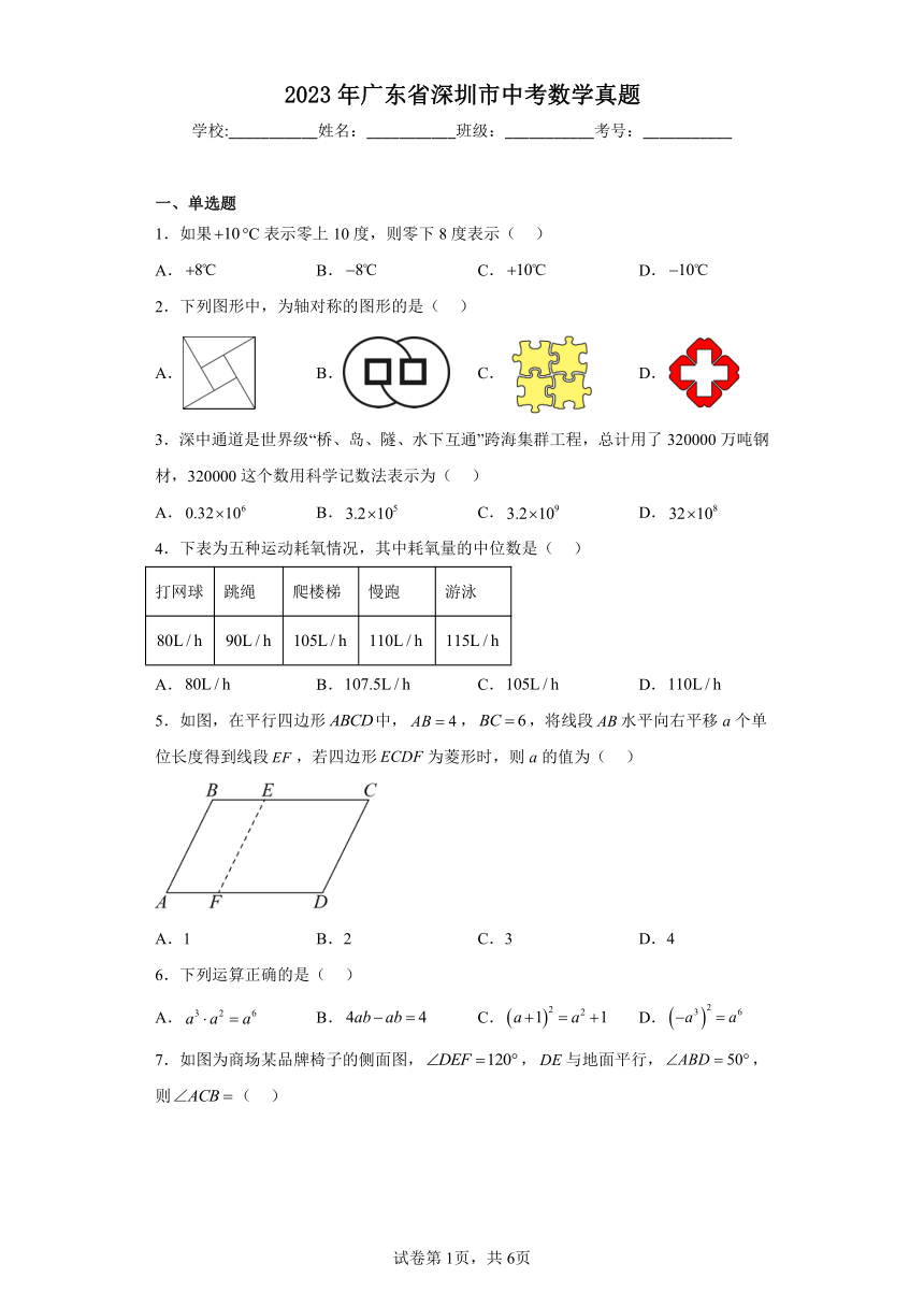 2023年广东省深圳市数学中考真题（含答案）