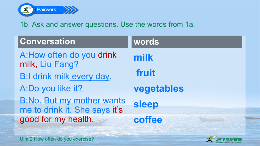 Unit 2 How often do you exercise ？SectionB 1a-2e 课件(共34张PPT)+内嵌音频