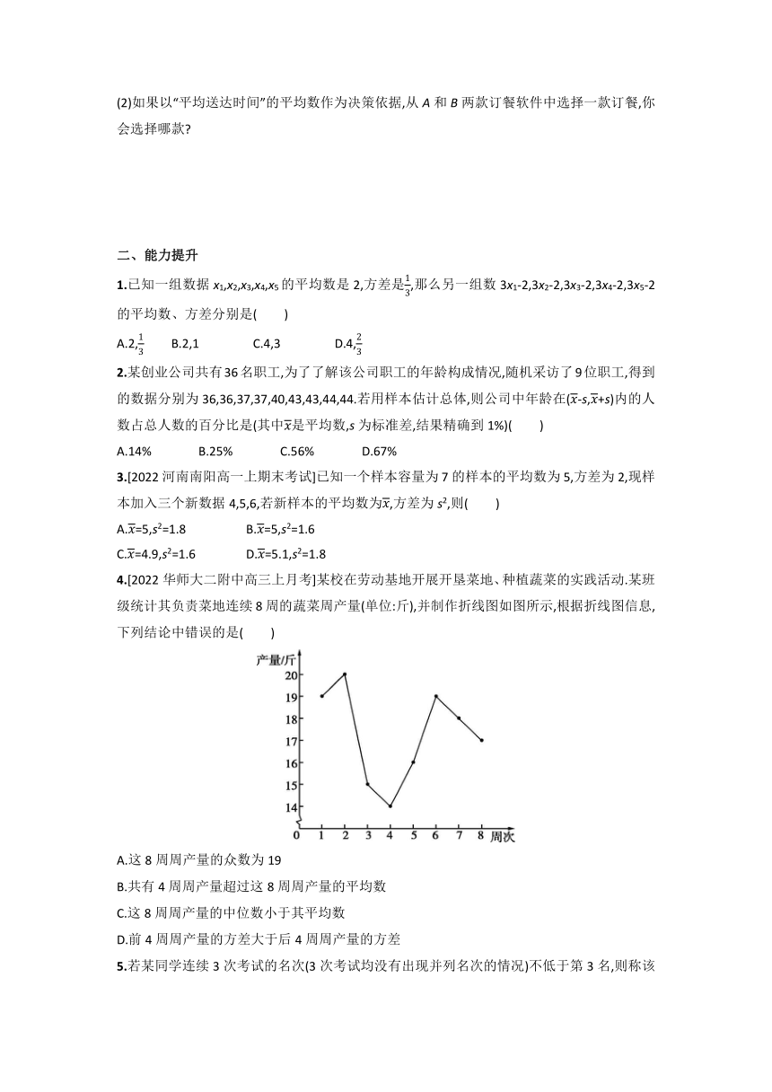 6.4.1 样本的数字特征 同步练习（Word版含答案）