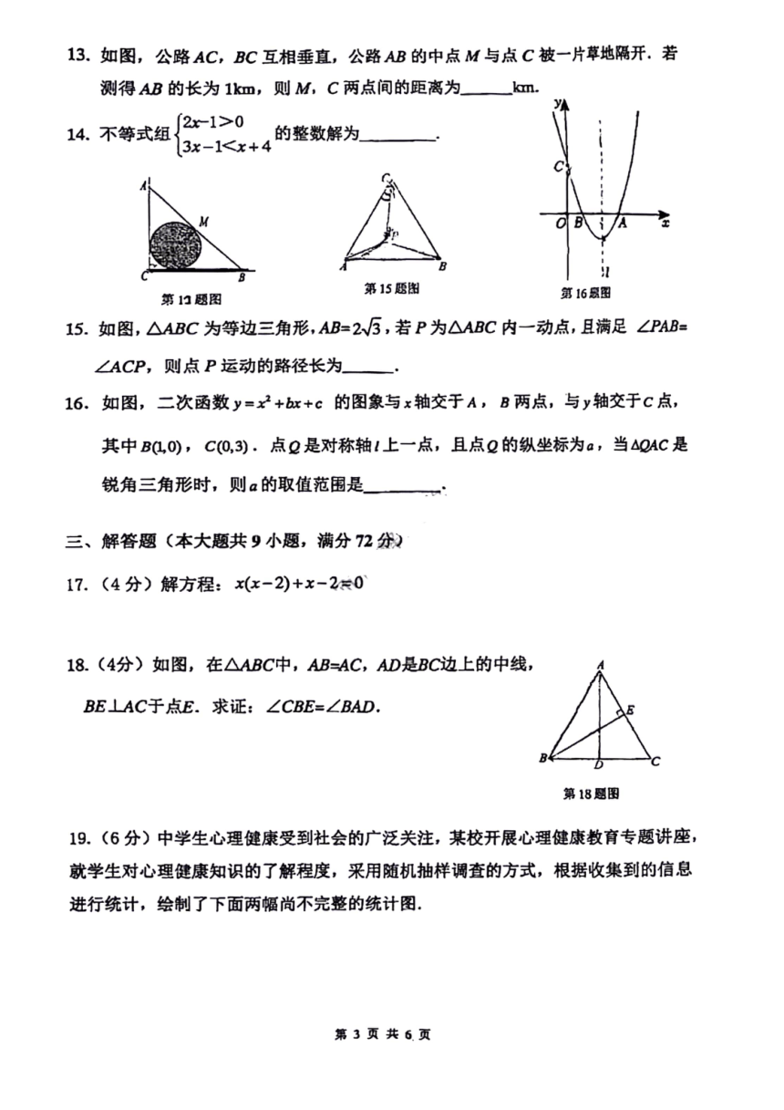 2024年广东省广州市天河中学中考数学一模试卷（图片版无答案）