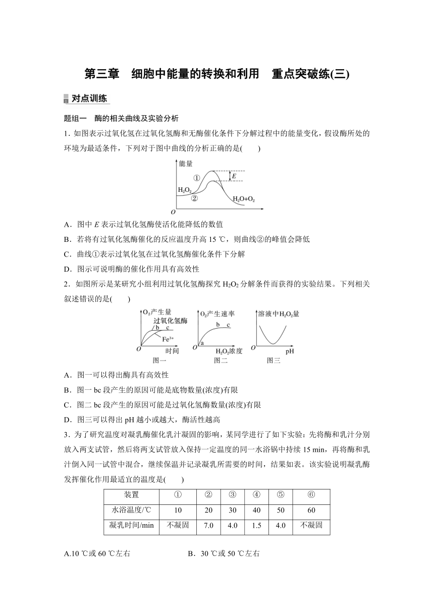 2022-2023学年苏教版2019高中生物必修1 第三章　细胞中能量的转换和利用  重点突破练(三)（word版含解析）