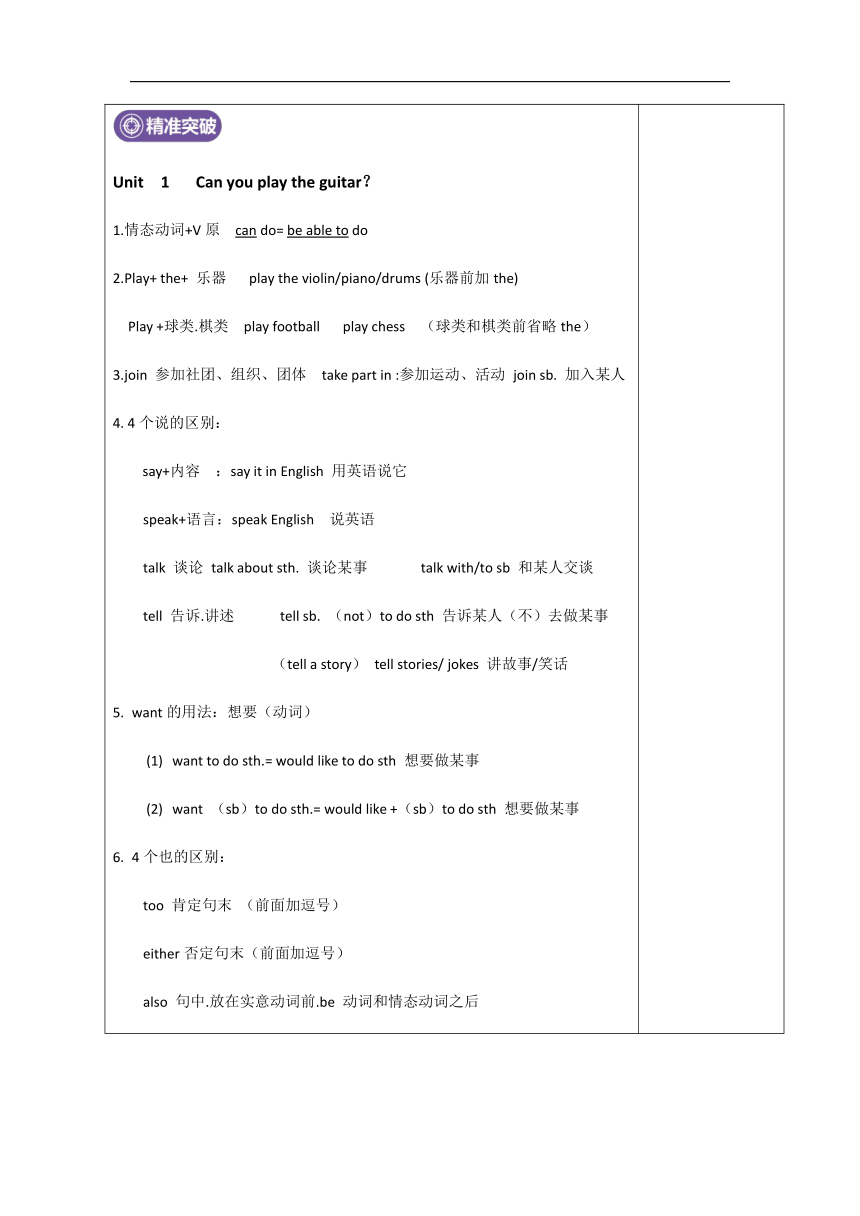 人教版七年级下英语Unit1-Unit2复习教案