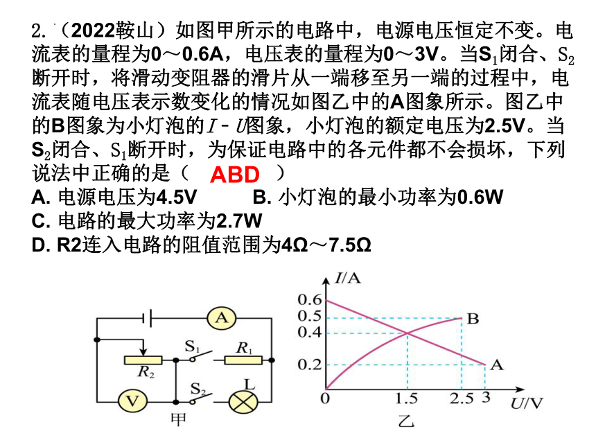2023年中考物理复习电功率动态电路分析及计算(共40张PPT)