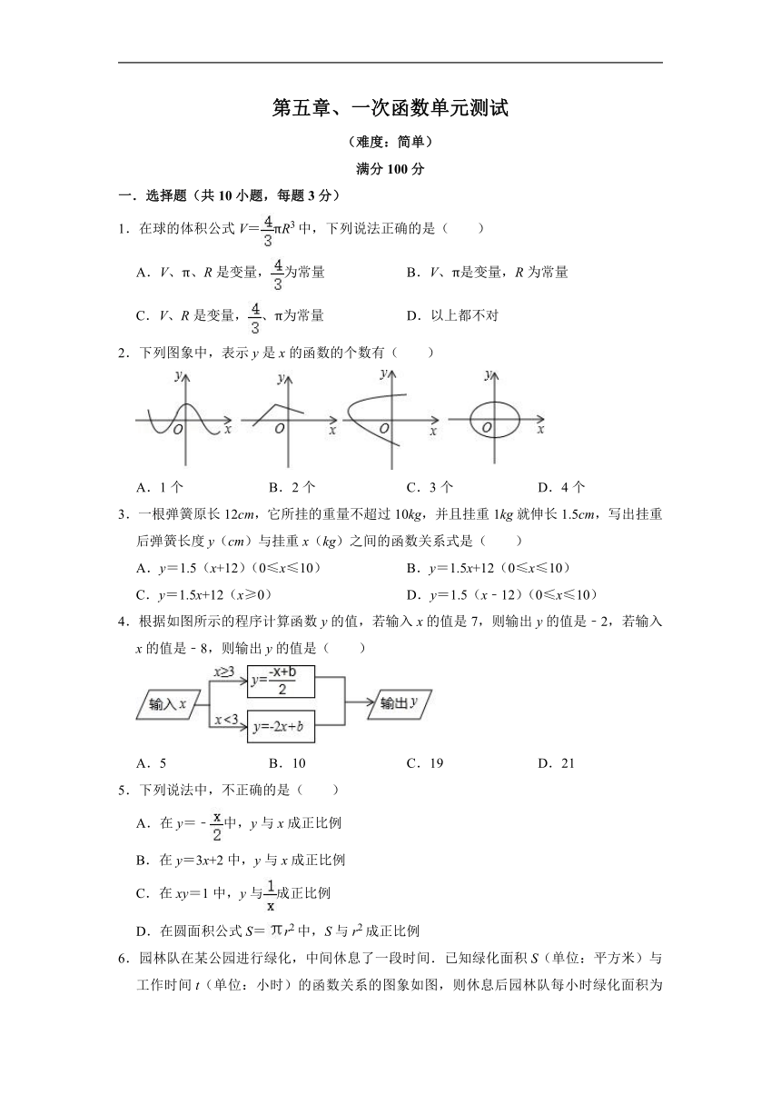 浙教版八年级数学上册第五章 一次函数单元测试 2022-2023学年（含解析） 简单