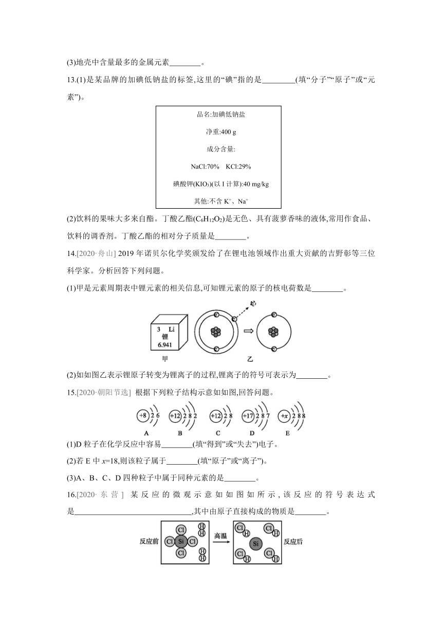 沪教版（全国）化学九年级上册课课练：专题训练  分子、原子、离子和元素（word版有答案）