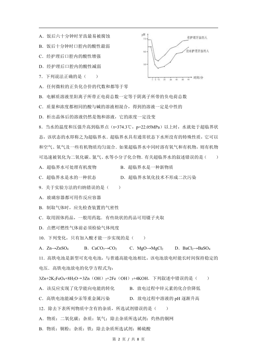 2022新高一入学分班考化学试卷03（PDF含答案）