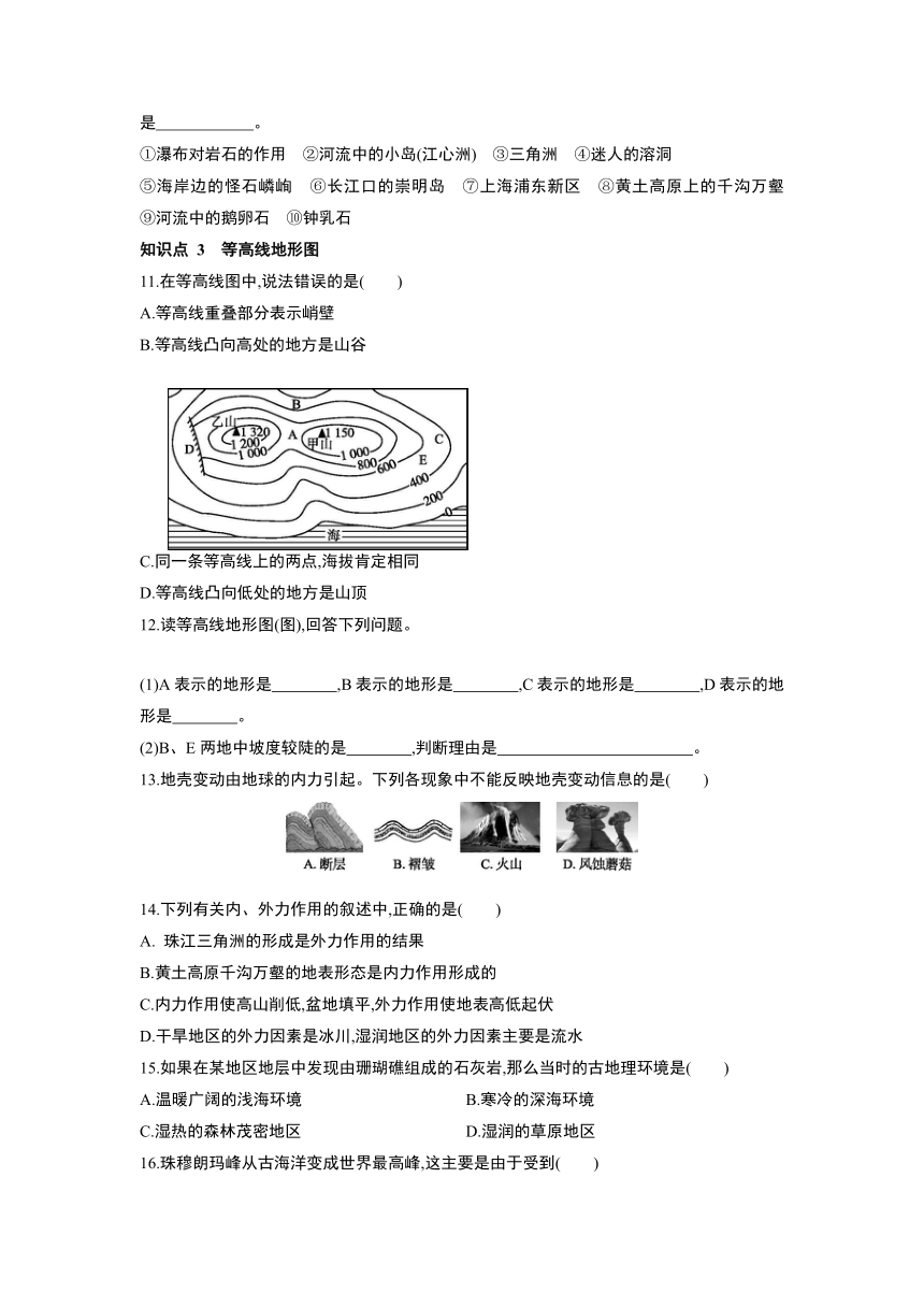 6.3千姿百态的地形  同步作业（有答案）