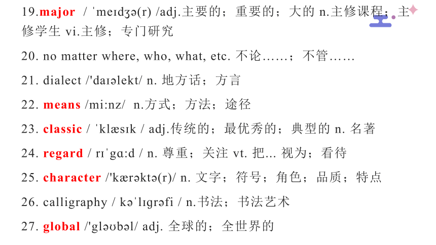 人教必修第一册 Unit 5 Languages Around The World vocabulary课件(共26张PPT)