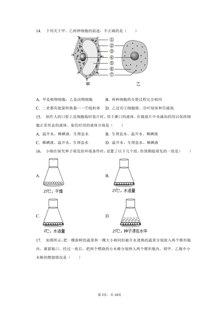 2022-2023学年山西省阳泉市经开区七年级（上）期末生物试卷（含解析）