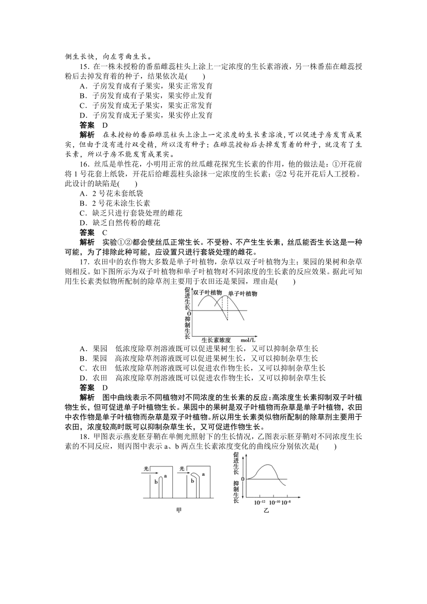 人教版高中生物必修3第3章  章末检测（解析版）