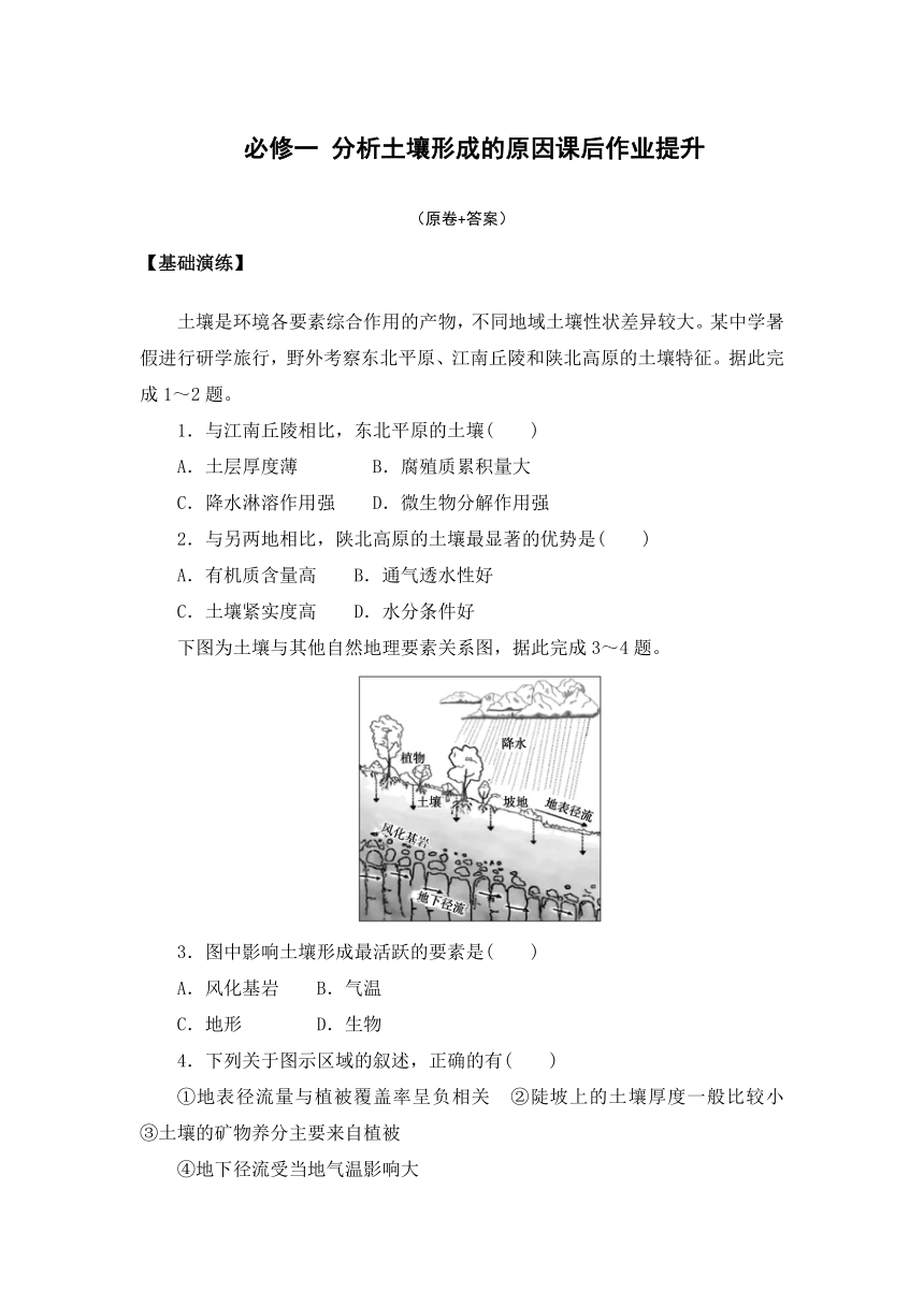 3.4 分析土壤形成的原因 课后作业提升（含答案）