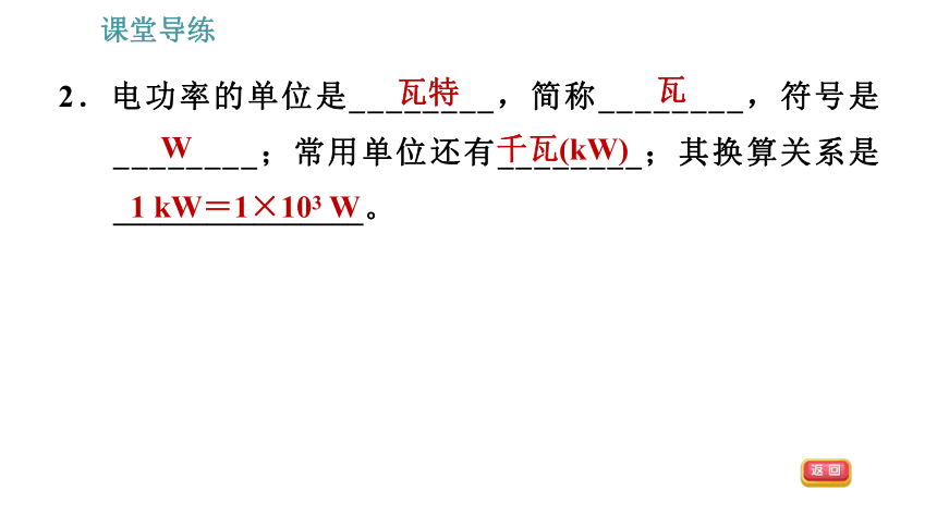 教科版九年级上册物理习题课件 第6章 6.2   电功率（32张）