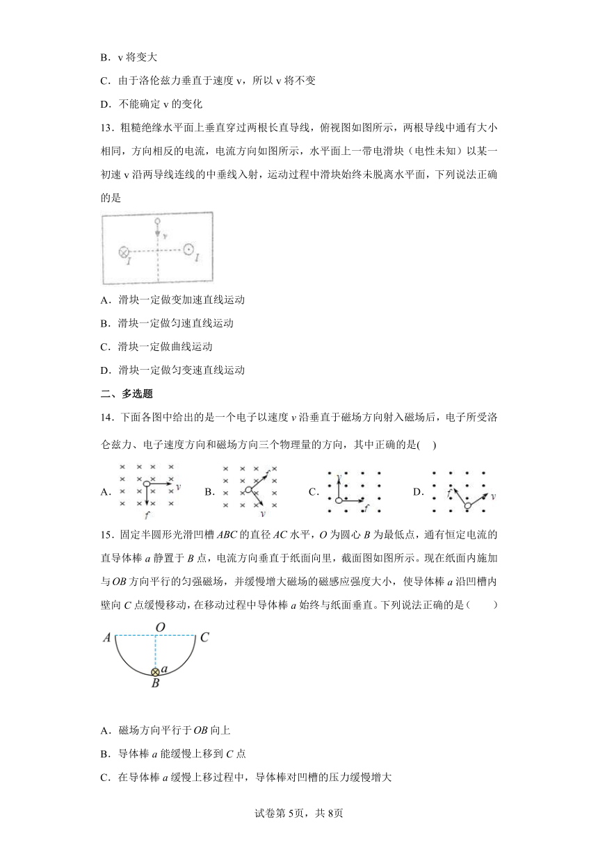 第一章 磁场力与现代科技专项测试（Word版含答案）