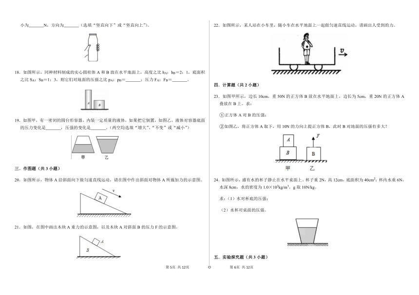 四川省眉山市东坡区苏辙中学2020-2021学年第二学期八年级物理第一次月考试题（word版，含答案）