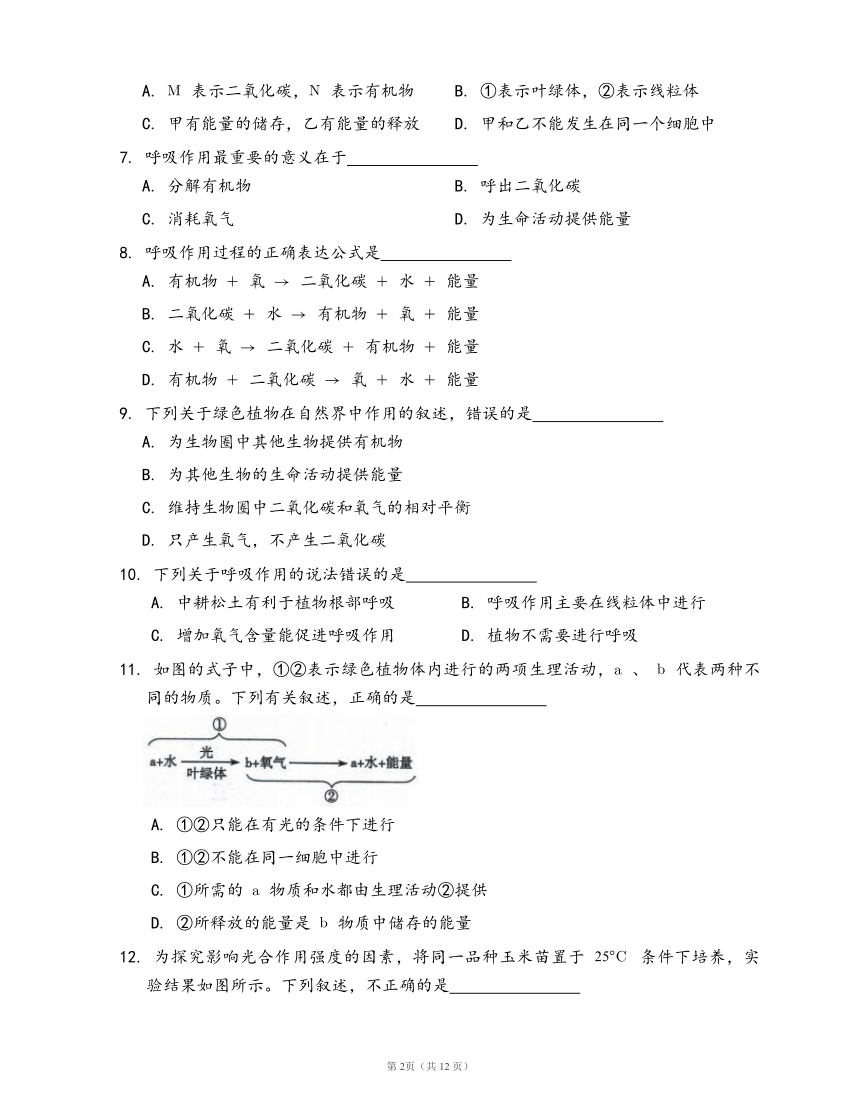 人教版七年级生物上册第三单元第五章 绿色植物与生物圈中的碳—氧平衡检测卷（word版，有答案）