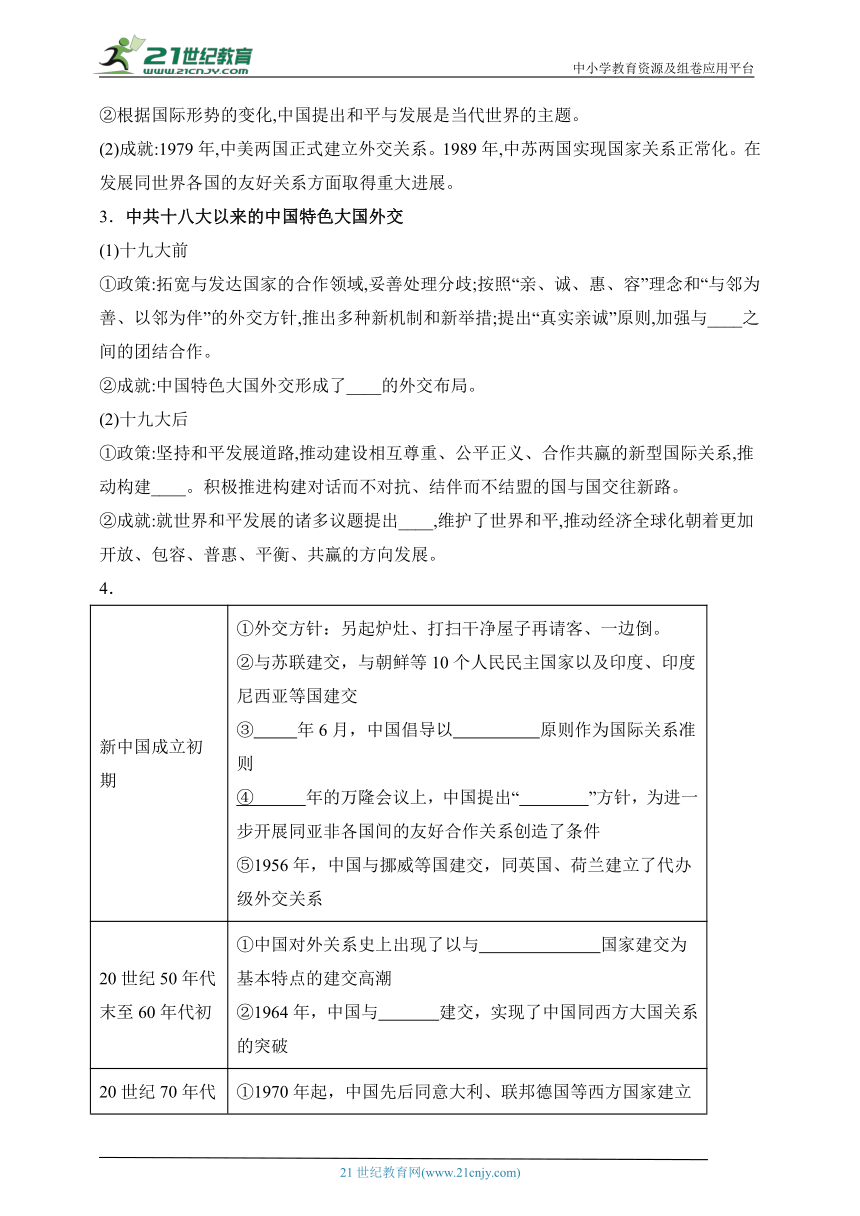 选择性必修1第14课 当代中国的外交 学案