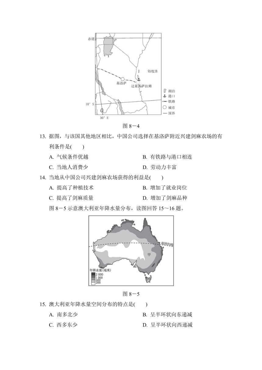 人教版地理七年级下册第八章 东半球其他的国家和地区 学情评估卷（含答案）