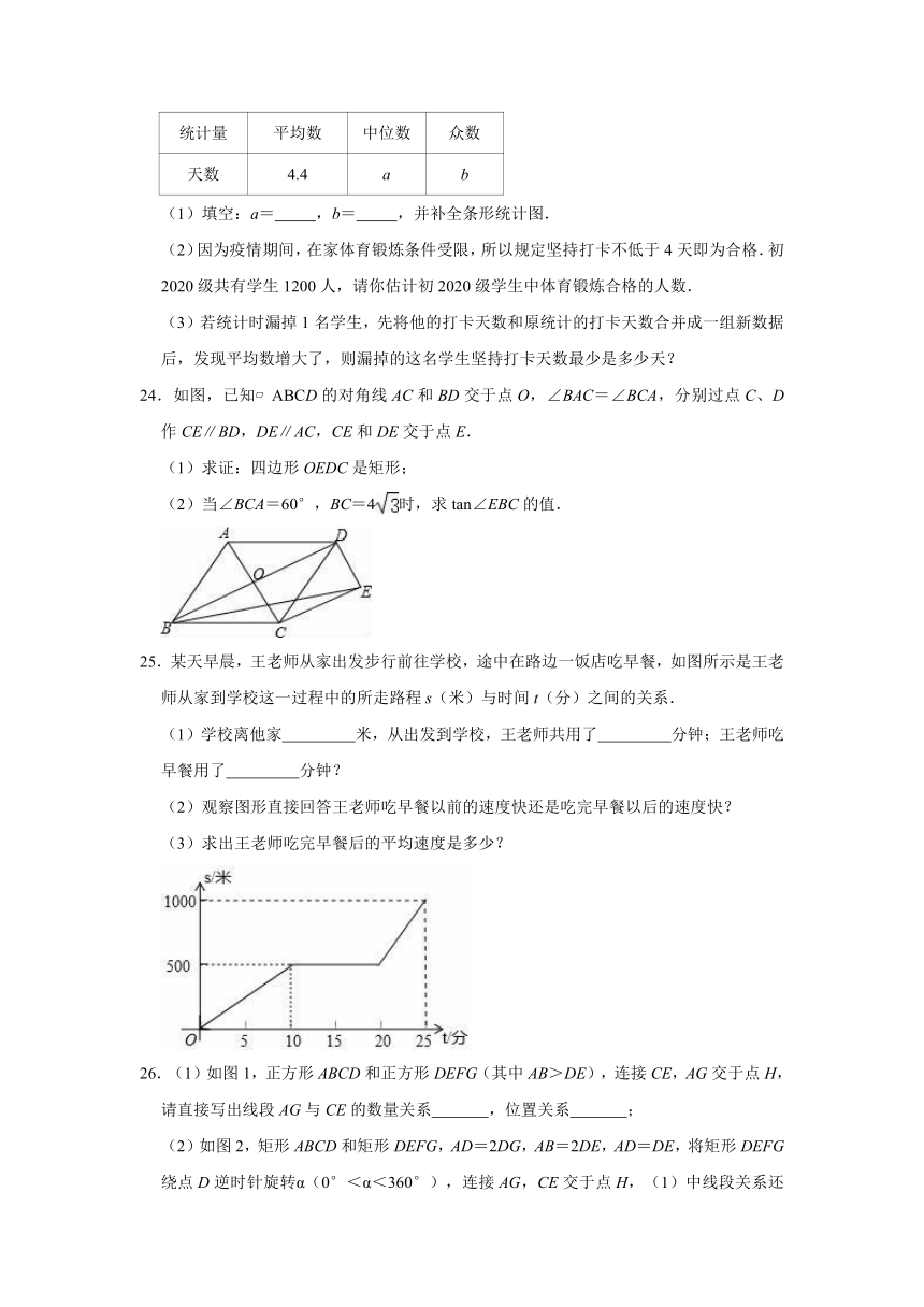 2020-2021学年人教五四新版八年级下册数学期末练习试题（Word版有答案）