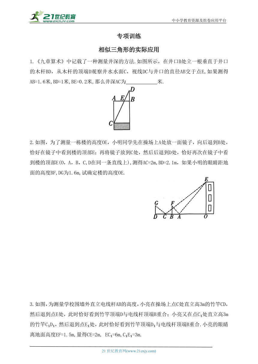 专项训练  相似三角形的实际应用（含答案）