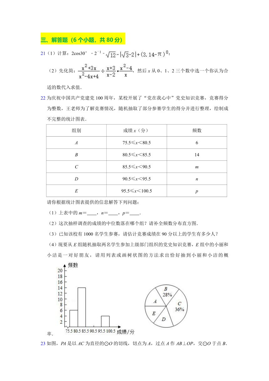 2021年贵州省黔东南州中考数学真题试卷（含答案解析）
