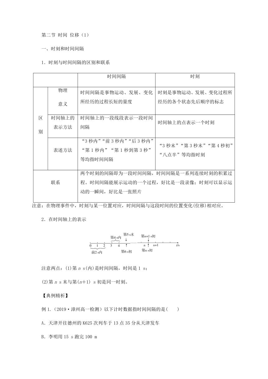 3 时间 位移一—【新教材】人教版（2019）高中物理必修第一册初升高衔接预习讲义（第一章）（word版学案）