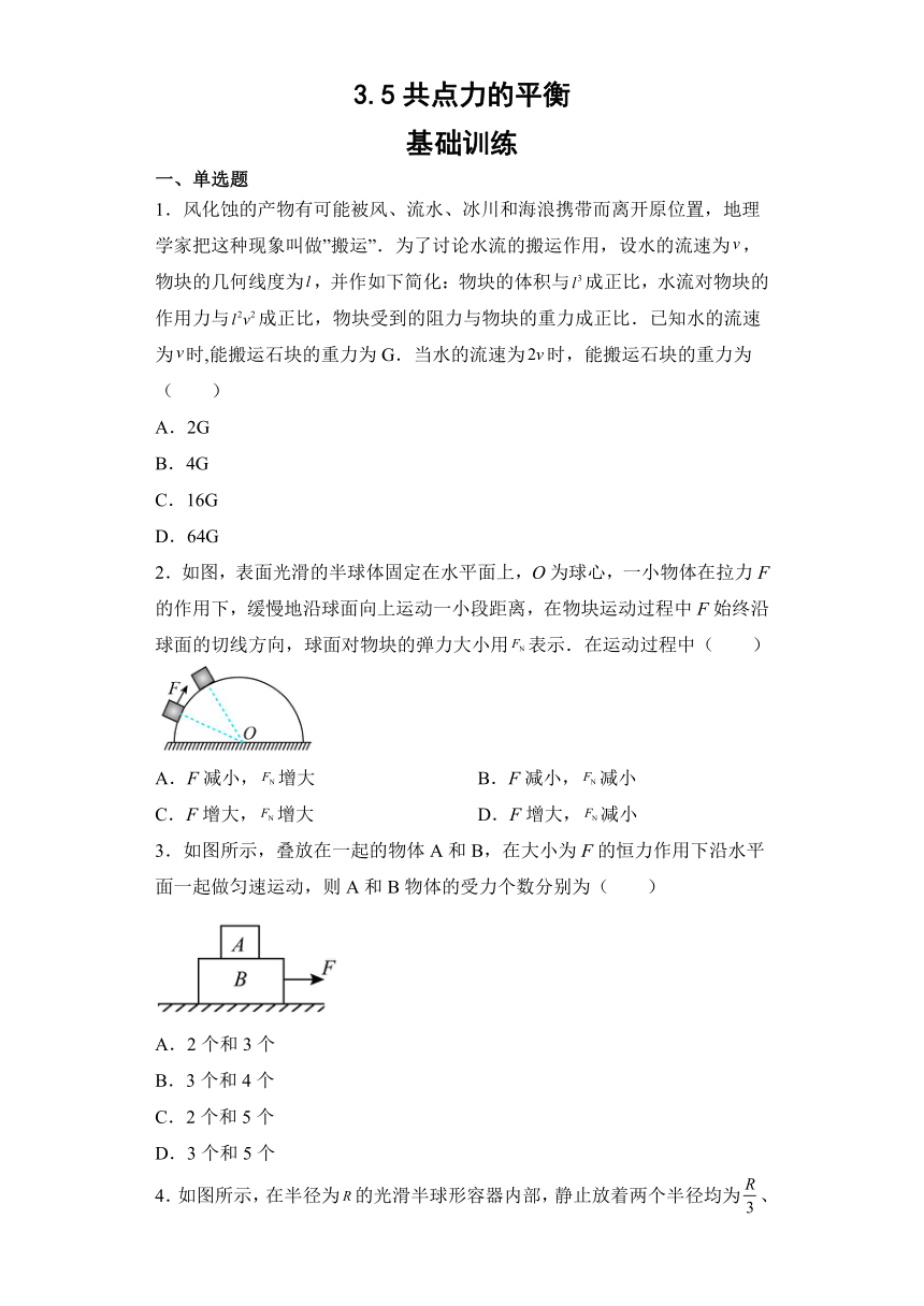 3.5共点力的平衡基础训练 高一上学期物理人教版（2019）必修第一册（含答案）