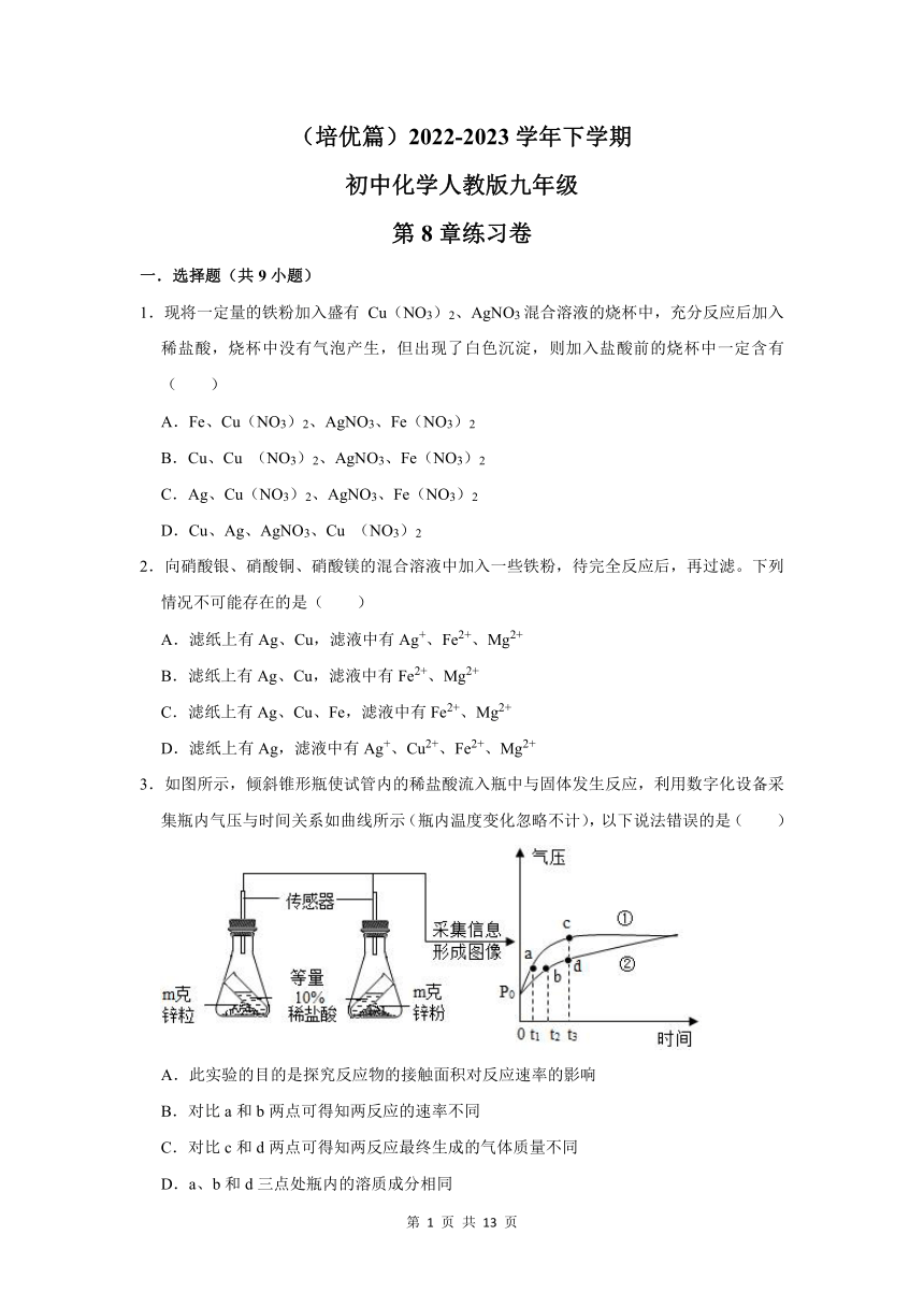 （培优篇）2022-2023学年下学期初中化学人教新版九年级第8章练习卷(含解析)