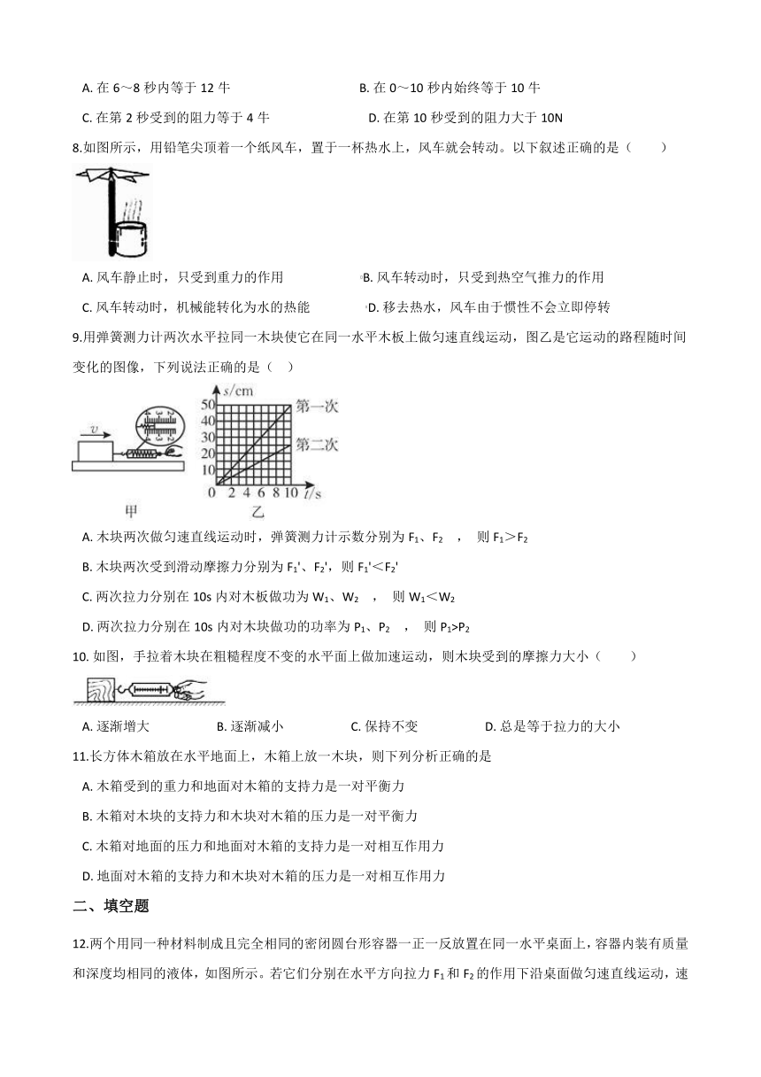 2021年初中（浙教版）科学二轮复习专题21：力和运动 (含解析)